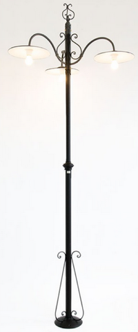 LAMPIONE PIANTANA 3 LUCI PIATTO IN FERRO BATTUTO H.280 LANTERNA PIANTANE LAMPADA