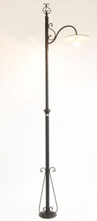 LAMPIONE PIANTANA PIATTO IN FERRO BATTUTO H MAX.280CM LANTERNA PIANTANA LAMPADA