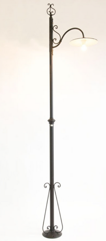 LAMPIONE PIANTANA PIATTO IN FERRO BATTUTO H MAX.280CM LANTERNA PIANTANA LAMPADA