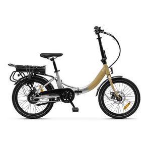 LANCIA Y BRIO (LN-BI-220004 ) FOLDING CITY E-BIKE (SILVER/GOLD) - BICICLETTA ELETTRICA - RUOTE 20""X1.95"" Kenda - MOTORE BAFANG 250W 36V - BATTERIA 36V 7.8AH - SUPERLEGGERA - AUTONOMIA FINO AD 60KM