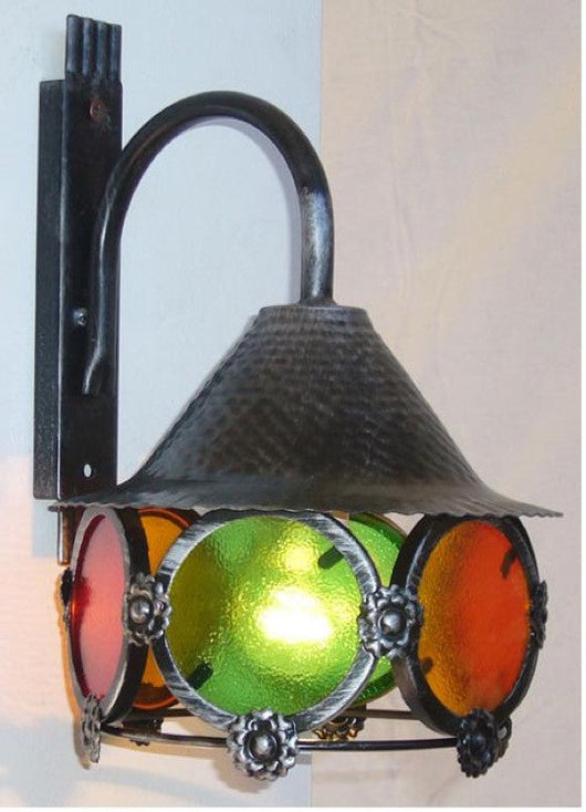LANTERNA A MURO COLORI IN FERRO BATTUTO LANTERNE APPLIQUE LAMPIONE LAMPADE