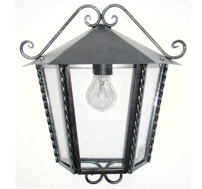 LANTERNA A MURO MEZZA LANTERNA HEIDI IN FERRO BATTUTO LAMPADE APPLIQUE 35X35