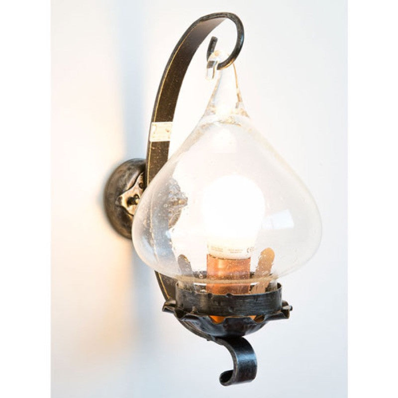 LANTERNA APPLIQUE A MURO GANCIO IN FERRO BATTUTO LAMPADE LAMPIONE APPLIQUE