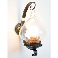 LANTERNA APPLIQUE A MURO GANCIO IN FERRO BATTUTO LAMPADE LAMPIONE APPLIQUE