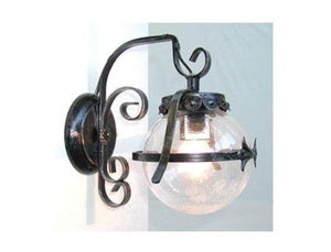 LANTERNA APPLIQUE LAMPADA SFERA D.14 FERRO BATTUTO CRUCCOLINI PLAFONIERA LAMPADE