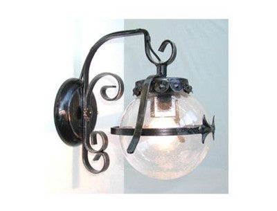 LANTERNA APPLIQUE LAMPADA SFERA D.14 FERRO BATTUTO CRUCCOLINI PLAFONIERA LAMPADE
