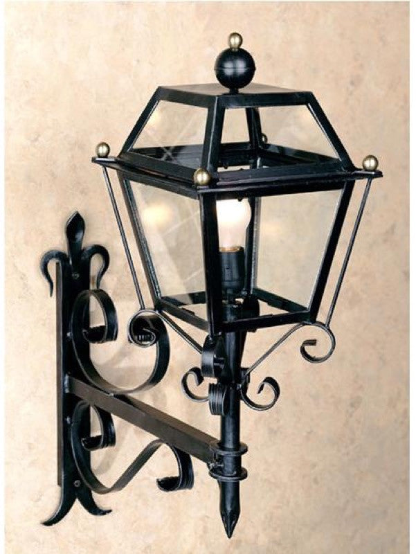 LANTERNA LAMPIONE LAMPADA APPLIQUE POMOLO A CATENA IN FERRO BATTUTO