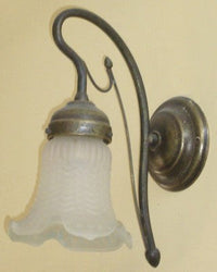 LANTERNA PLAFONIERA LAMPADA APPLIQUE DA PARETE OLIVA CM15X21XH27 OTTONE BRONZATO