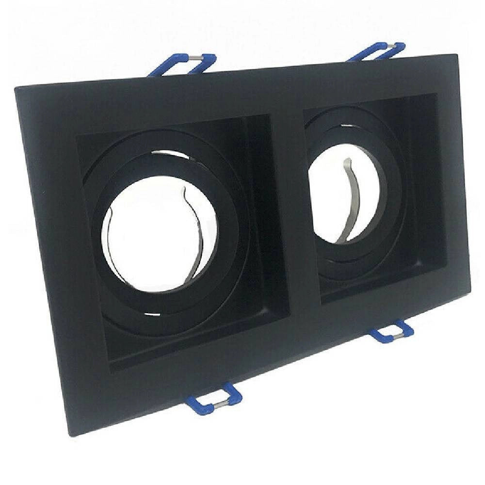 Trade Shop - Portafaretto Incasso Orientabile Doppio Per Due Faretti Per Controsoffitta P24 - Nero