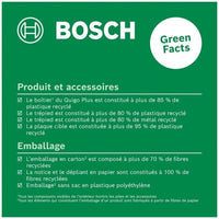 Laser a linee incrociate Bosch - Quigo + (Portata 7 m, consegnato con batterie, treppiede da 1,1 m e scatola)