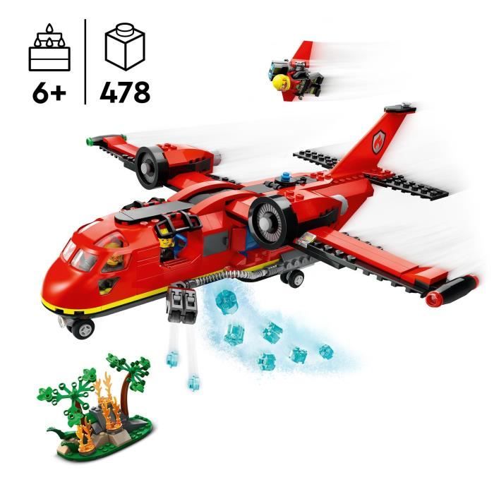 LEGO City 60413 Aereo dei vigili del fuoco, giocattolo con 3 minifigure di pilota e pompiere