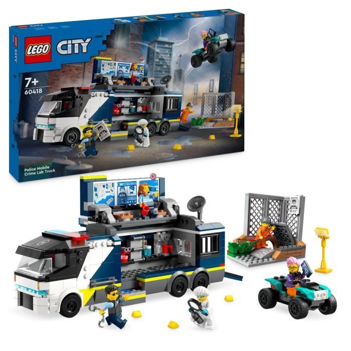 LEGO City 60418 City Il laboratorio mobile di scienze forensi, quad giocattolo, regalo per bambini dai 7 anni e minifigure