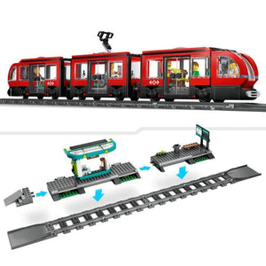 LEGO City 60423 Tram e stazione del centro città, veicolo per bambini dai 7 anni in su