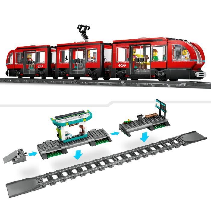LEGO City 60423 Tram e stazione del centro città, veicolo per bambini dai 7 anni in su