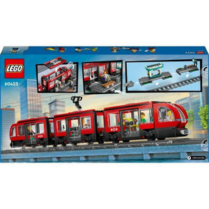 LEGO City 60423 Tram e stazione del centro città, veicolo per bambini dai 7 anni in su