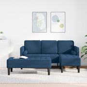 Set Divano da 2 pezzi con Cuscini Blu in Tessuto