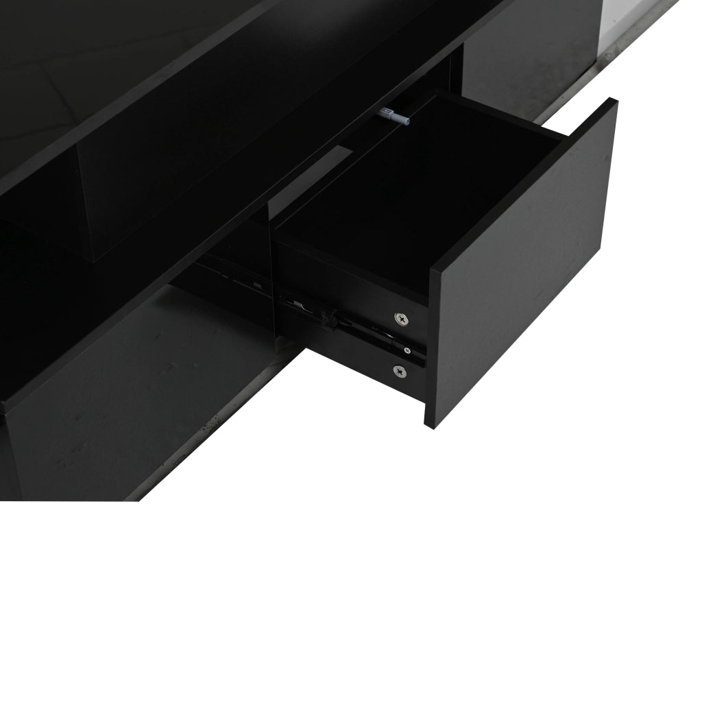 Tavolino da caffè 100x50x40 cm con piano sollevabile e LED in MDF