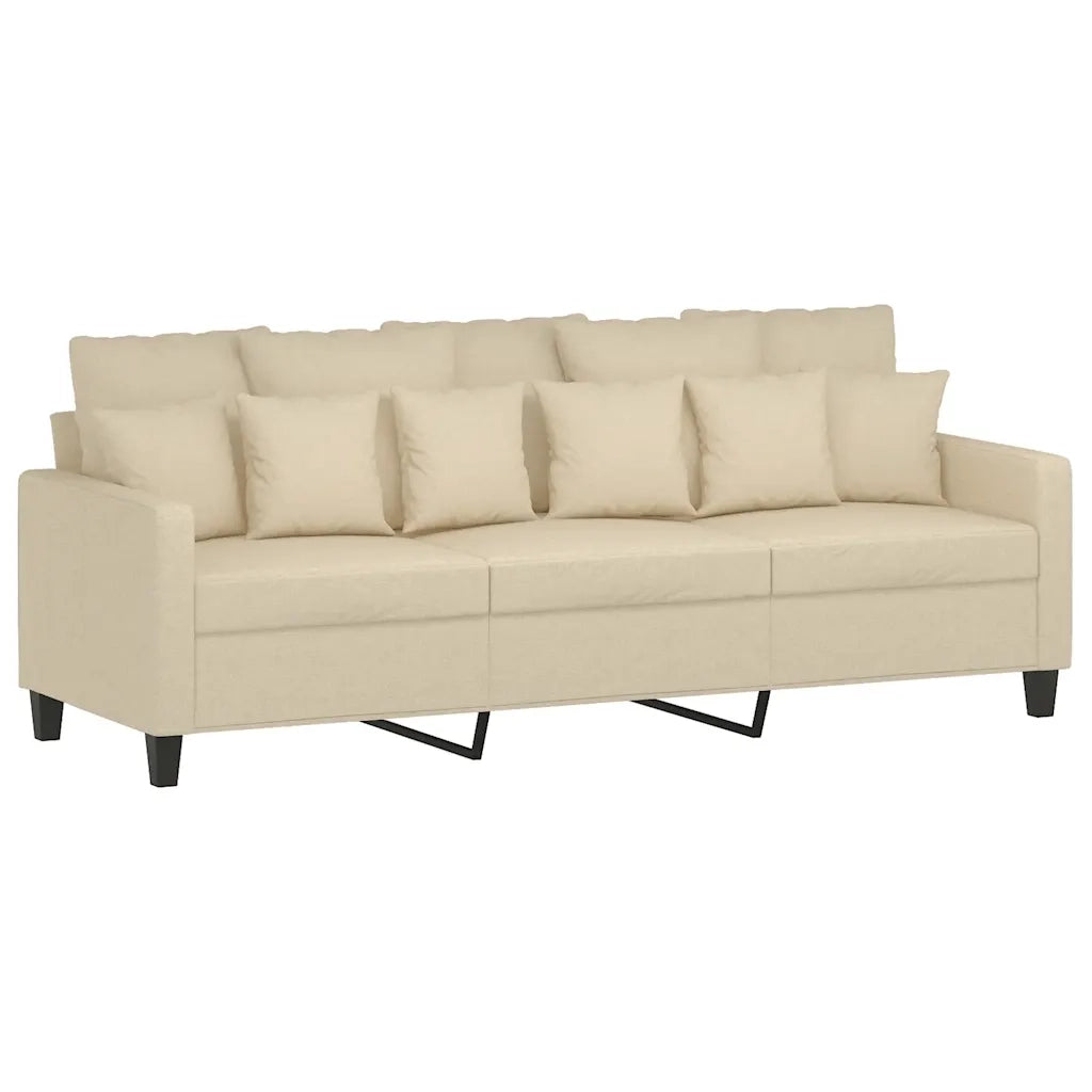 Divano a 3 Posti Crema 180 cm in Tessuto 359277