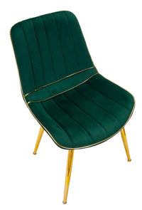 Set 2 Sedie Imbottite 51x59x79 cm in Poliestere Paris Verde e Oro