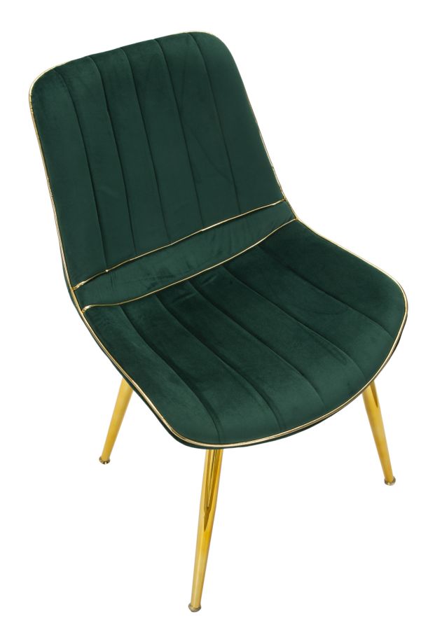 Set 2 Sedie Imbottite 51x59x79 cm in Poliestere Paris Verde e Oro