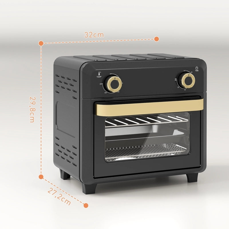 Mini forno con convezione, friggitrice ad aria, timer, luce interna, 10 litri, nero