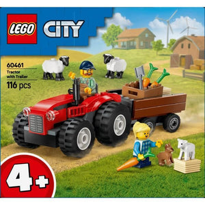 LEGO City 60461 Trattore agricolo rosso con rimorchio e pecora - Gioco per bambini dai 4 anni