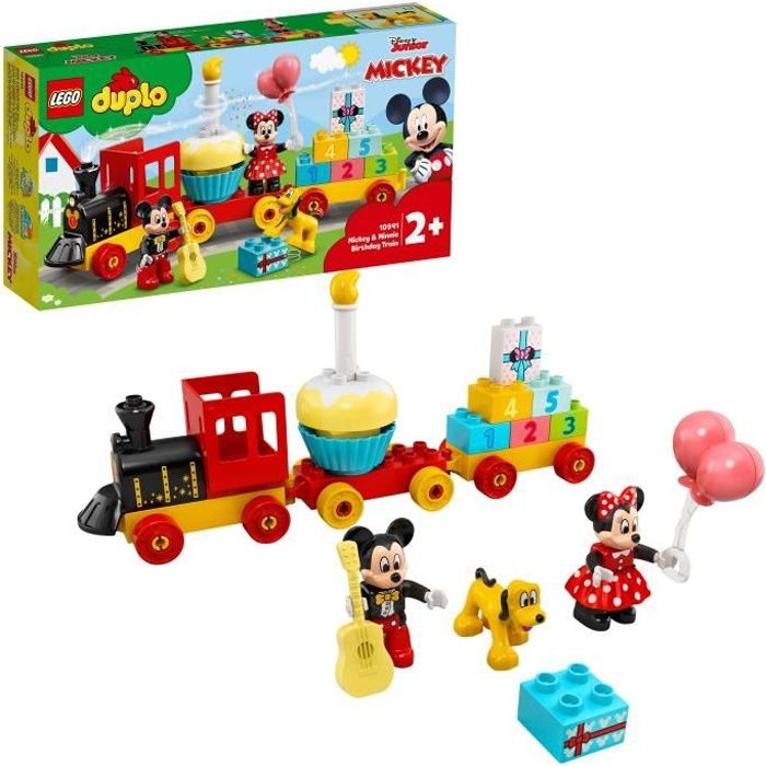 LEGO DUPLO 10941 Trenino per il compleanno di Topolino e Minnie, trenino con torta e palloncini