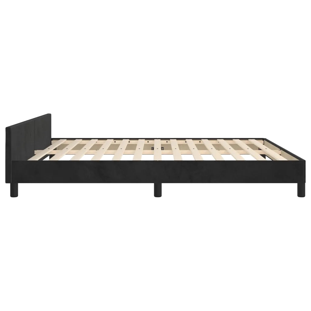 Giroletto con Testiera-Struttura Letto con testiera Nero 180x200 cm in Velluto 124979