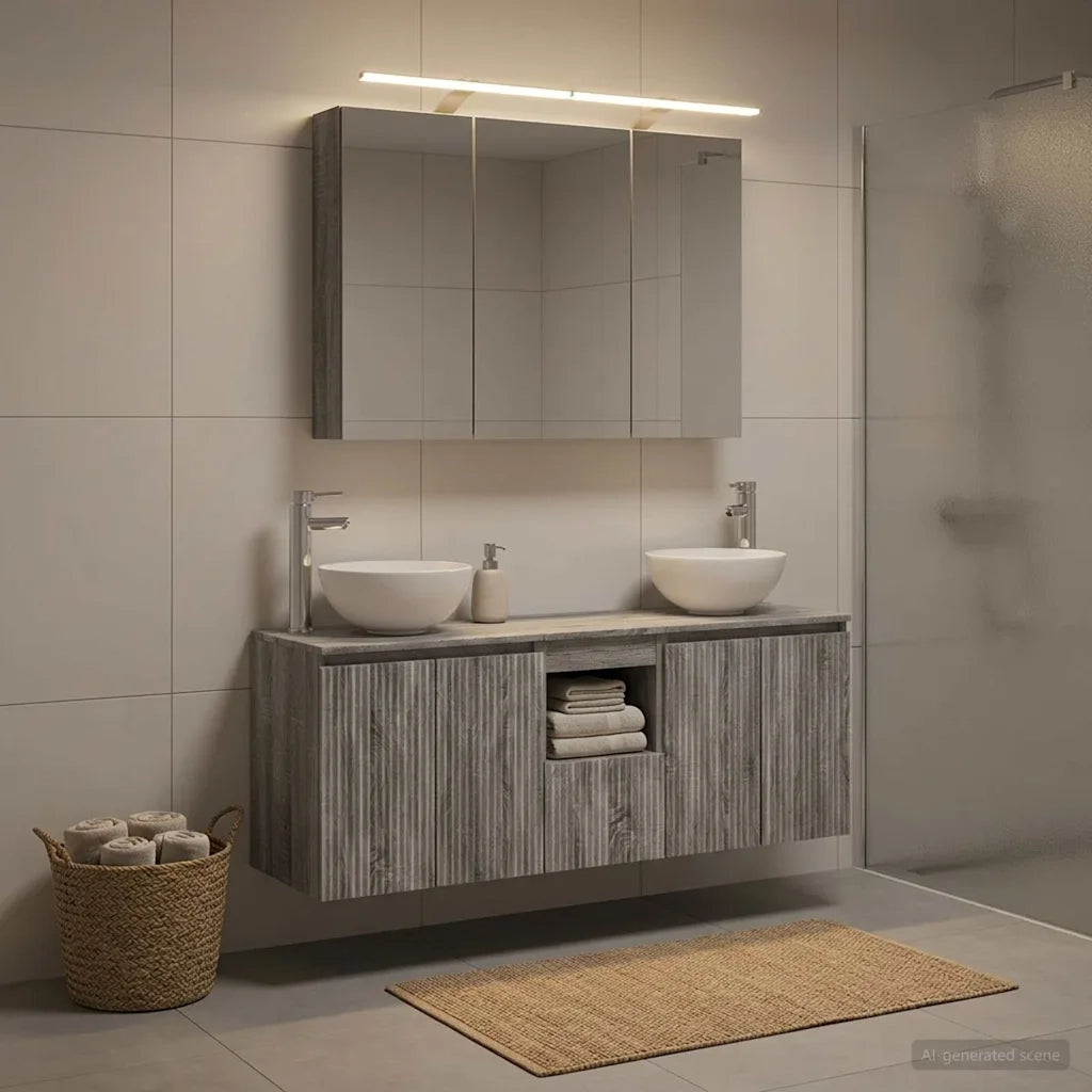 Set di Armadi da Bagno 4 pcs Sonoma grigio 100 x 14,5 x 70 cm 3406340