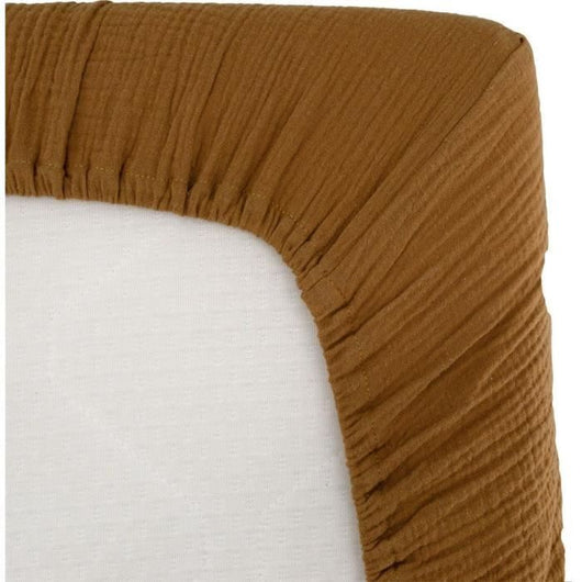 Lenzuolo con angoli fasciatoio - DOMIVA - AU FIL DE L'EAU - Caramello - 70 x 140 cm