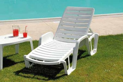 LETTINO IN RESINA BIANCO RECLINABILE OLEANDRO MADE IN ITALY CM. 63x195x94H 2 PZ.