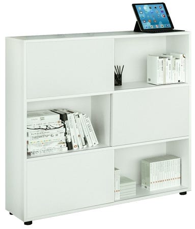 Libreria ad ante scorrevoli in melaminico verniciato per ufficio cm. 120x35x116,2h