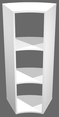 Libreria angolare a 45 con due ripiani a giorno cm. 27,4/49,8x60x91h