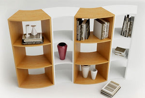 Libreria angolare a 45 con due ripiani a giorno cm. 27,4/49,8x60x91h