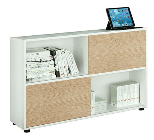 Libreria bassa ad ante scorrevoli in melaminico per ufficio cm. 120x35x79h