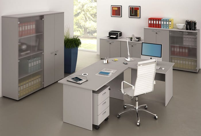 Libreria da ufficio con ante battenti in legno e serratura cm. 80x44x120h