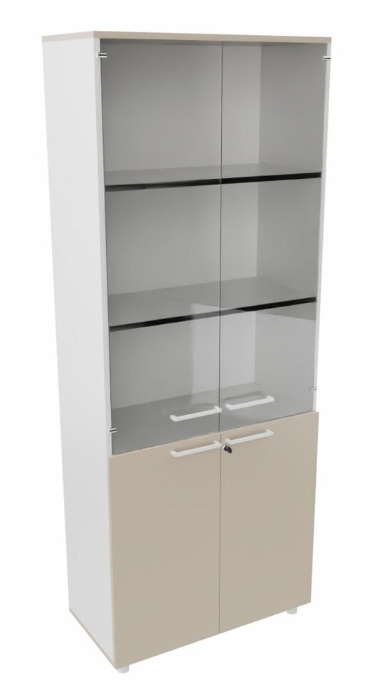 Libreria da ufficio con ante in vetro o melaminico a scelta, in vari colori cm. 80x40x198,8h