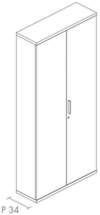 Libreria da ufficio con piani regolabili ed ante in legno cm. 90,2x33,8/43,4x196,80h