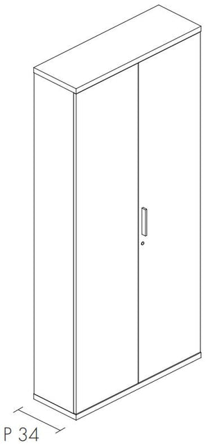 Libreria da ufficio con piani regolabili ed ante in legno cm. 90,2x33,8/43,4x196,80h