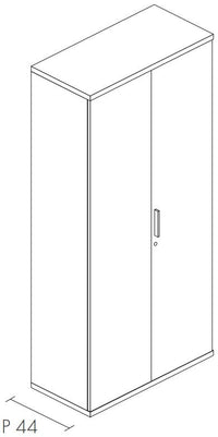 Libreria da ufficio con piani regolabili ed ante in legno cm. 90,2x33,8/43,4x196,80h