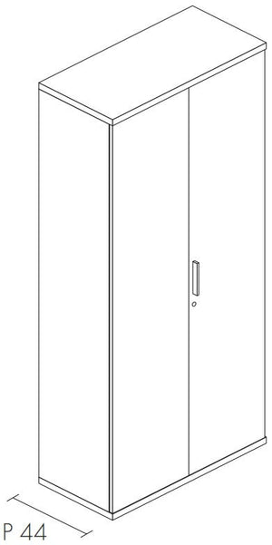 Libreria da ufficio con piani regolabili ed ante in legno cm. 90,2x33,8/43,4x196,80h