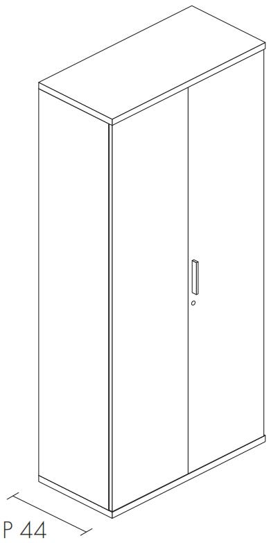 Libreria da ufficio con piani regolabili ed ante in legno cm. 90,2x33,8/43,4x196,80h