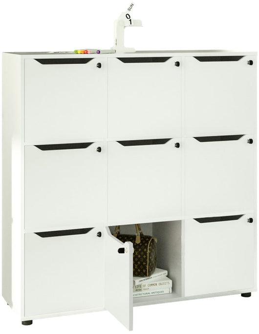 Libreria in melaminico con 9 caselle ad ante da ufficio cm. 119x40x121,6h