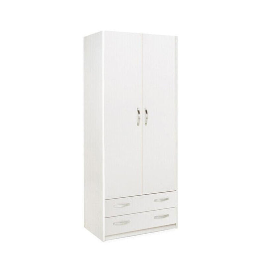 LINEA MODERN ARMADIO 2 ANTE + 2 CASSETTI BIANCO FRASSINO CM. H210X91X52