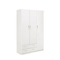 LINEA MODERN ARMADIO 3 ANTE + 2 CASSETTI BIANCO FRASSINO CM. H210X135X52