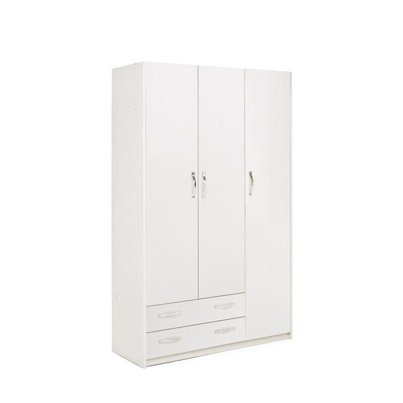 LINEA MODERN ARMADIO 3 ANTE + 2 CASSETTI BIANCO FRASSINO CM. H210X135X52