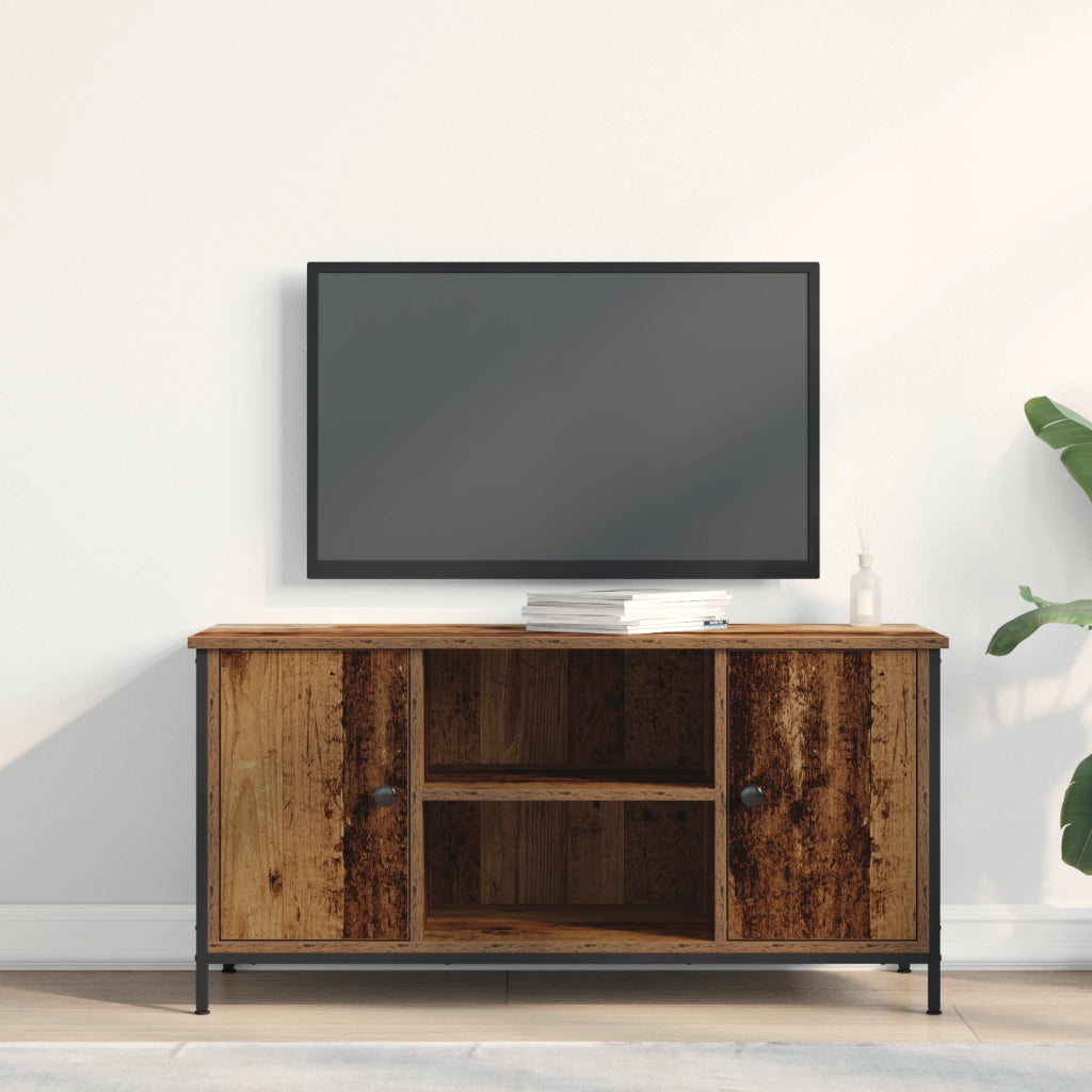 Mobile TV  in legno vecchio 100x40x50 cm in legno ingegnerizzato e acciaio