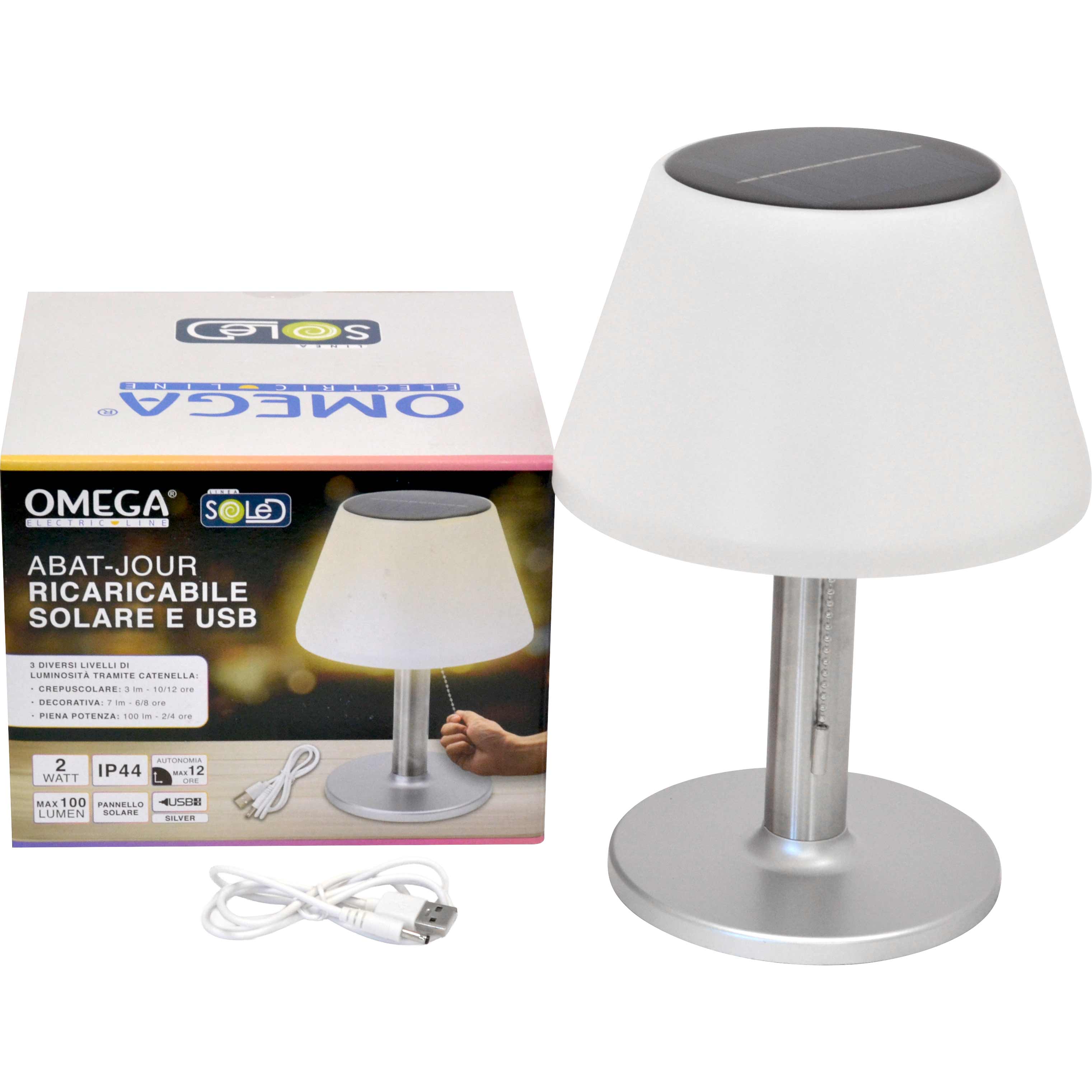 Anat-jour-ricarica solare ricaricaricabile solare con ricarica usb e catenella  accensione