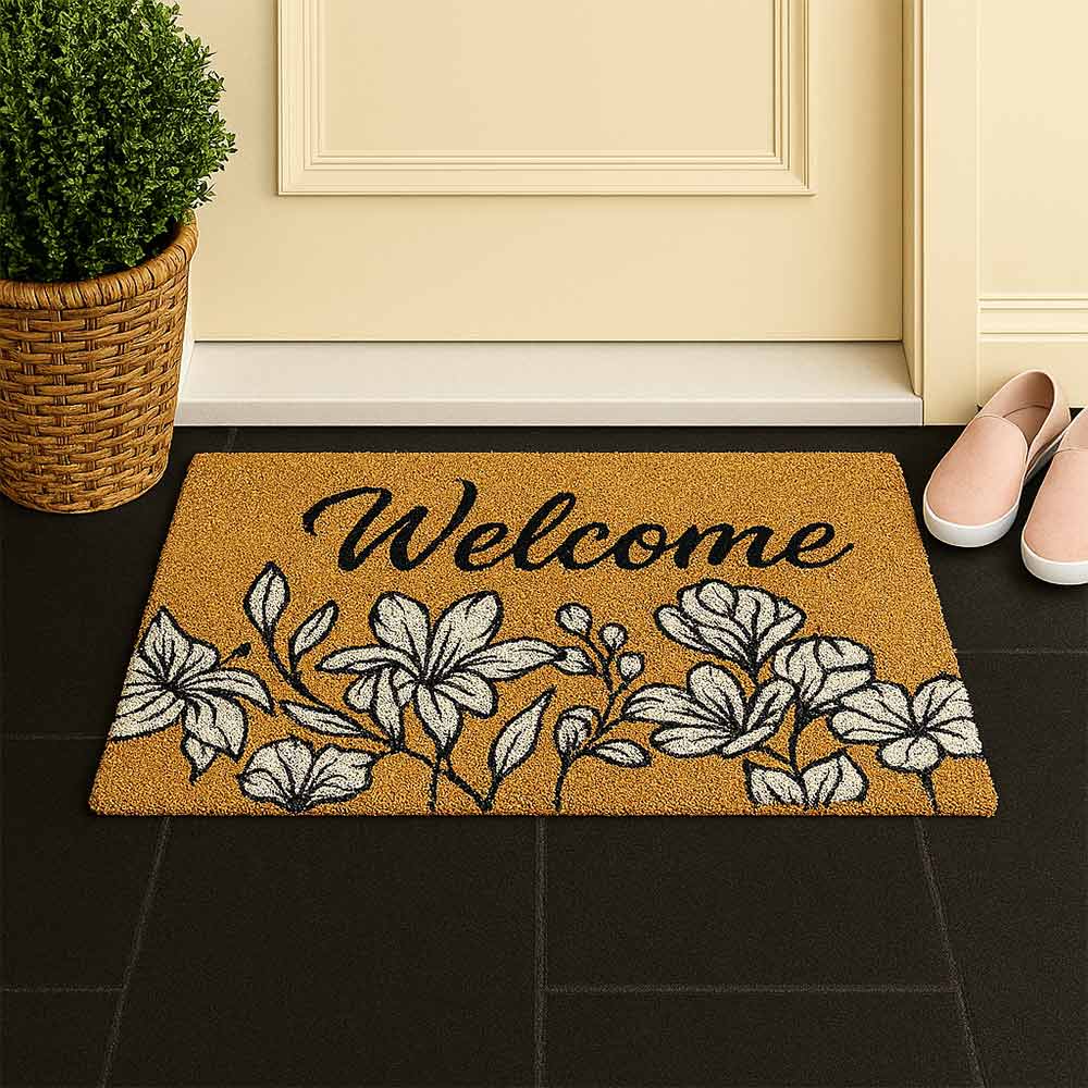 Zerbino classico rettangolare in cocco fiori cm 40 x cm 60