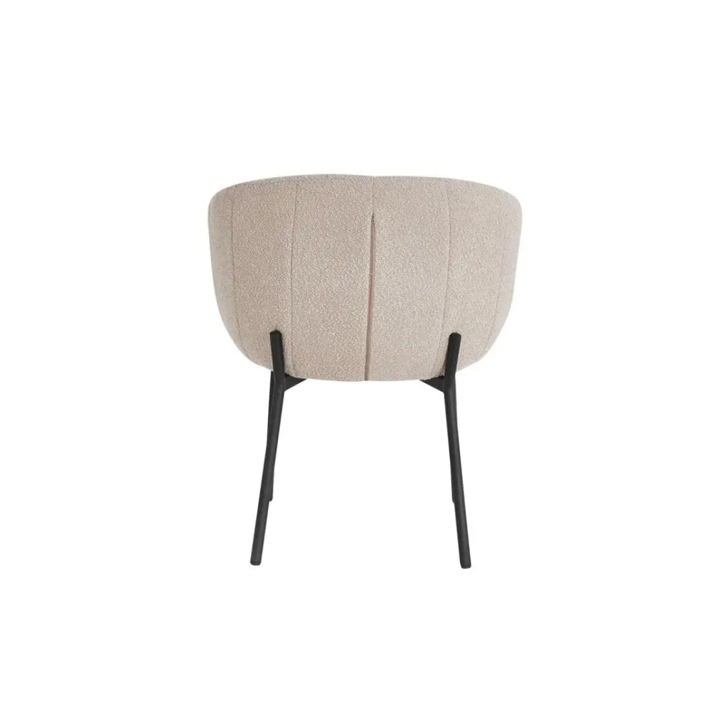 Sedia SIVIGLIA – Tessuto bouclé sabbia – Piedi in metallo nero – H79 x L57 x P62 cm